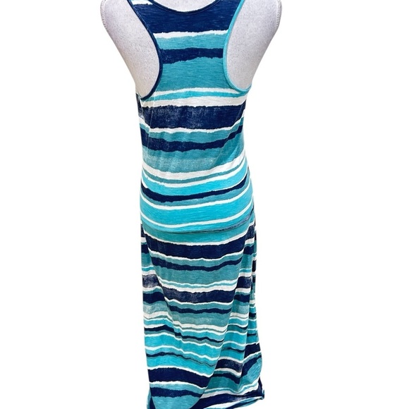 Life is good casual striped blues sleeveless slip on maxi dress size medium - Picture 6 of 9